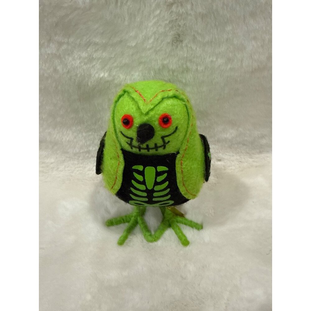 Hyde & eek  X-Ray Skeleton Bird Decoration - Green & Black Felt With Tag